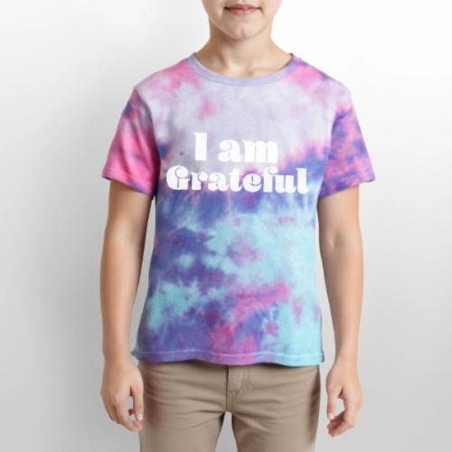 I Am Grateful Affirmation Quote Merch - Kid's Tie Dye T-Shirt