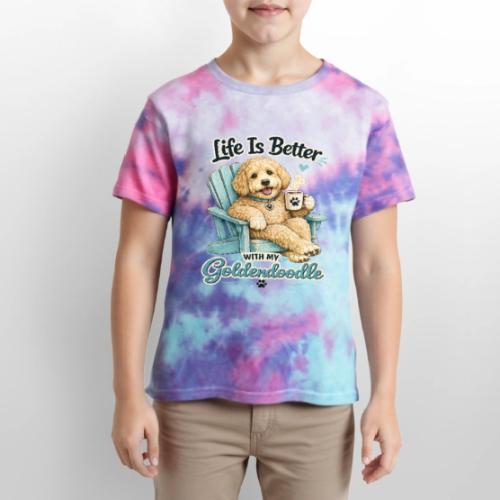 Life Is Better With My Goldendoodle - Kid's Tie Dye T-Shirt