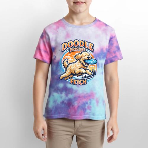 Doodle Frisbee Fetch | Goldendoodle Dog Lover - Kid's Tie Dye T-Shirt