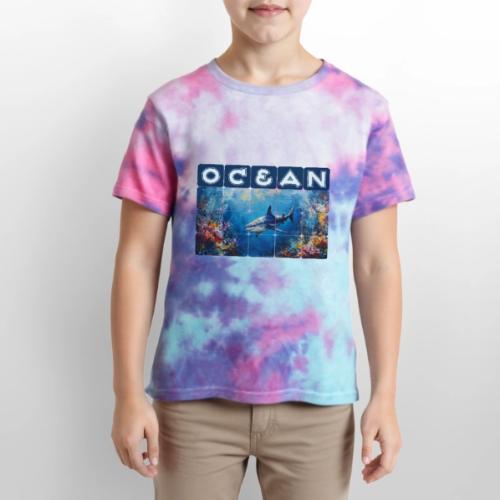 Ocean: Synthwave Shark - Kid's Tie Dye T-Shirt