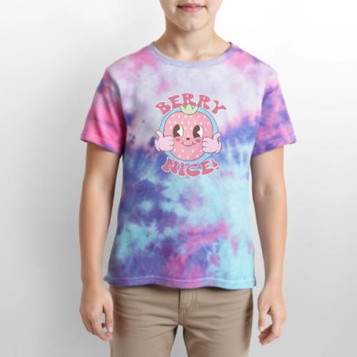 Berry Nice! Cute Strawberry Thumbs Up - Kid's Tie Dye T-Shirt