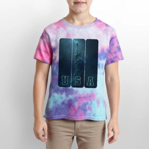 Neon Liberty USA Triptych - Kid's Tie Dye T-Shirt