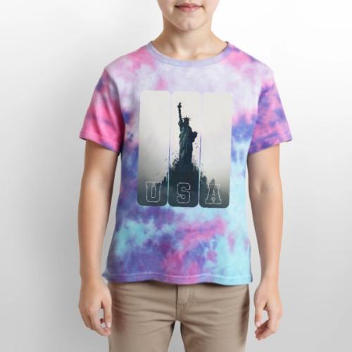 USA: Liberty Rising Over Manhattan - Kid's Tie Dye T-Shirt