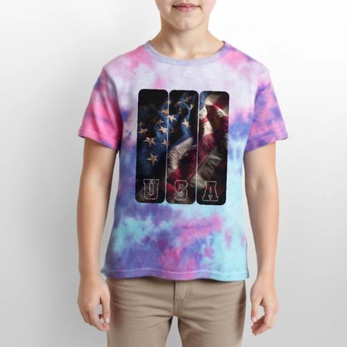 USA: Worn Stars and Stripes - Kid's Tie Dye T-Shirt