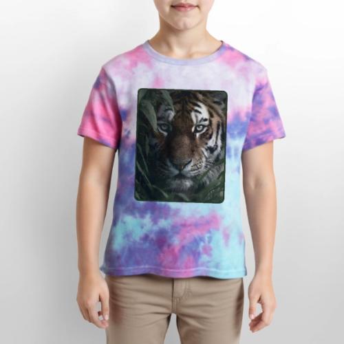 Tiger Jungle Eyes Wildlife Design - Kid's Tie Dye T-Shirt