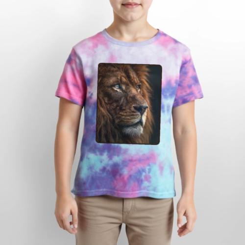 Lion Portrait Majestic Wildlife Design - Kid's Tie Dye T-Shirt