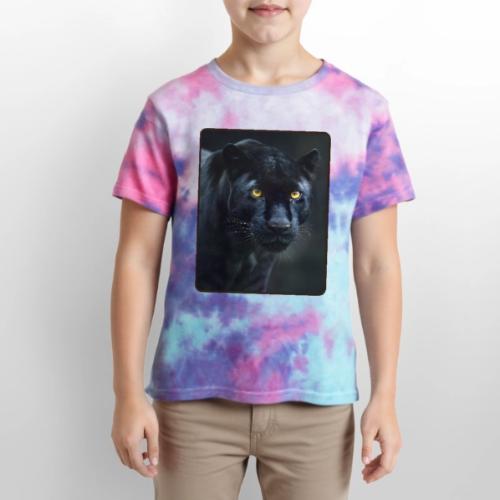 Black Panther Glowing Eyes Design - Kid's Tie Dye T-Shirt
