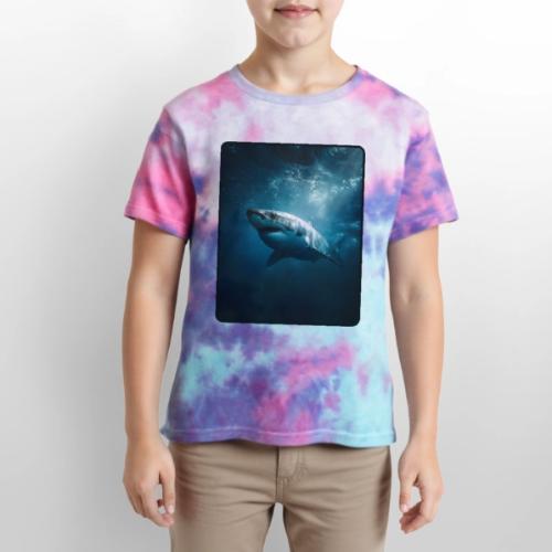 Great White Shark Ocean Design - Kid's Tie Dye T-Shirt