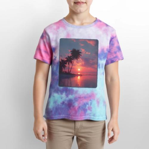 Tropical Sunset Ocean Reflection Design - Kid's Tie Dye T-Shirt