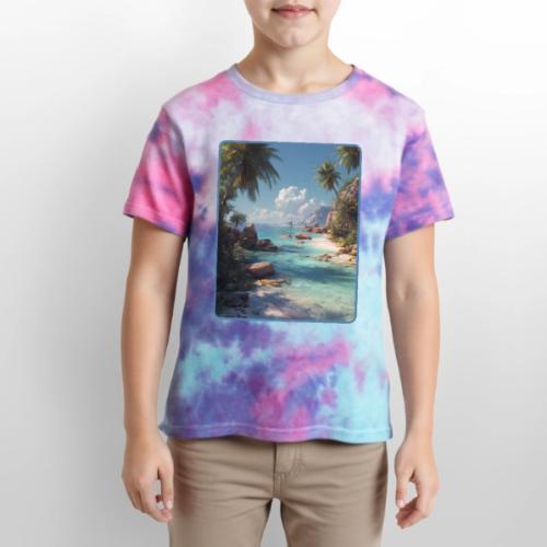 Tropical Island Paradise Ocean Design - Kid's Tie Dye T-Shirt