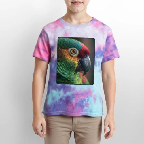 Colorful Parrot Close-Up Design - Kid's Tie Dye T-Shirt