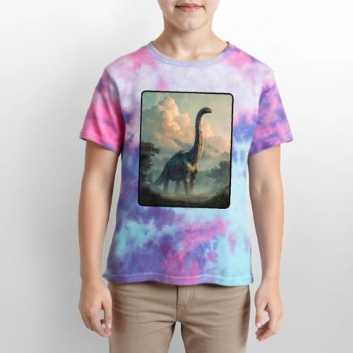 Brachiosaurus Prehistoric Scene Design - Kid's Tie Dye T-Shirt