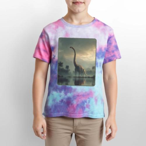 Brachiosaurus Misty Lake Design - Kid's Tie Dye T-Shirt