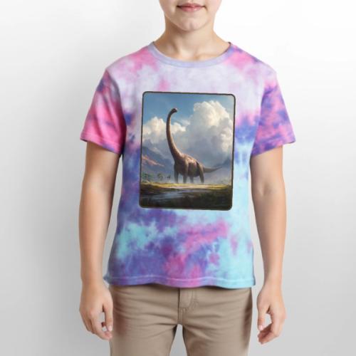 Brachiosaurus Valley Landscape Design - Kid's Tie Dye T-Shirt