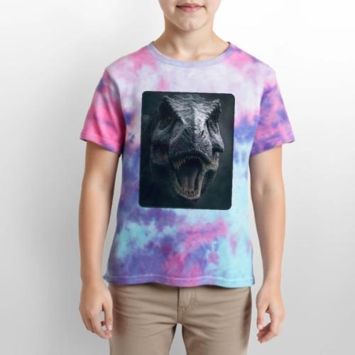 T Rex Cinematic Close-Up Design - Kid's Tie Dye T-Shirt