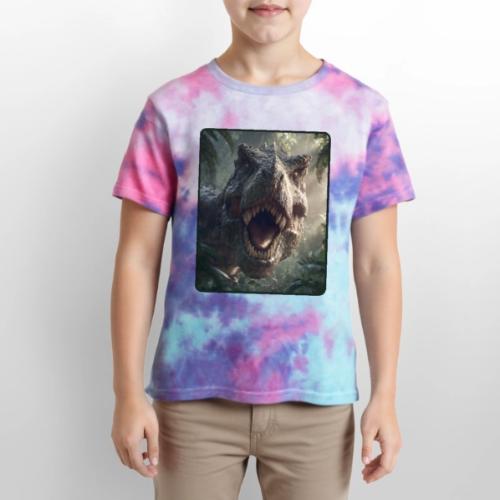 T Rex Jungle Roar Design - Kid's Tie Dye T-Shirt