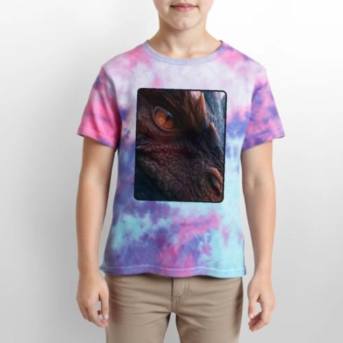 Fierce Ancient Dragon Portrait Design - Kid's Tie Dye T-Shirt