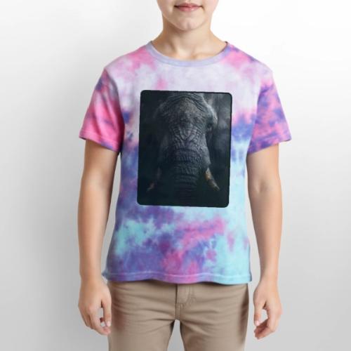 Shadow Elephant Intense Eyes Design - Kid's Tie Dye T-Shirt