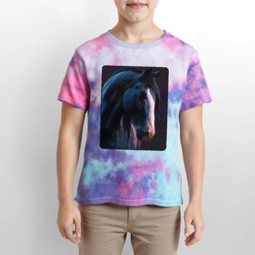 Noble Horse Cinematic Portrait Design - Kid's Tie Dye T-Shirt