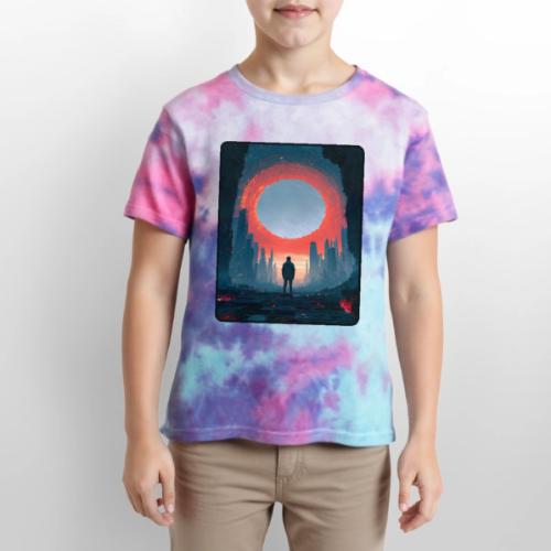 Cosmic Portal Future City Design - Kid's Tie Dye T-Shirt