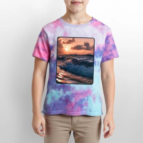 Golden Sunset Ocean Wave - Kid's Tie Dye T-Shirt
