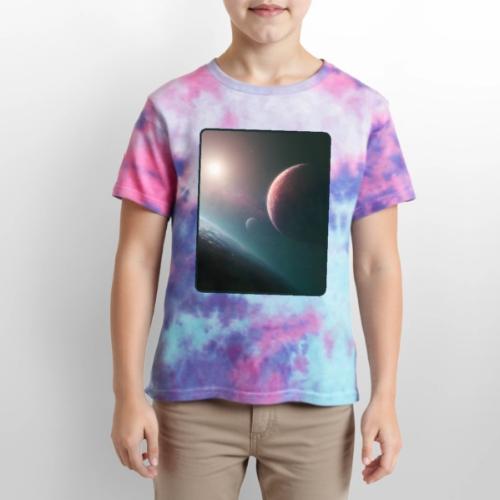Deep Space Planet Horizon Art - Kid's Tie Dye T-Shirt