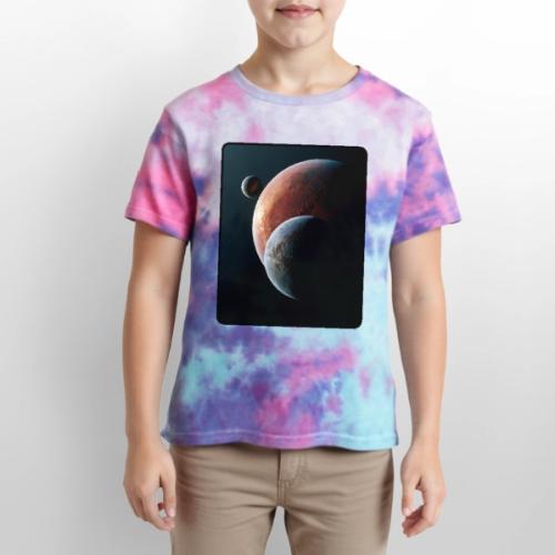 Three Planets Deep Space Design - Kid's Tie Dye T-Shirt