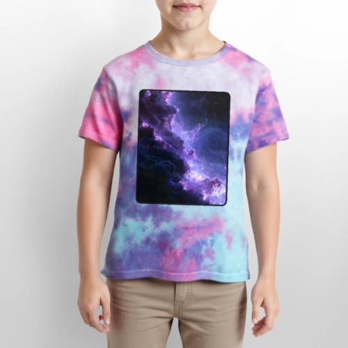 Purple Nebula Space Design - Kid's Tie Dye T-Shirt