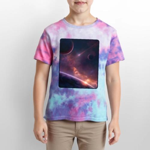 Cosmic Sunset Nebula Space Art - Kid's Tie Dye T-Shirt