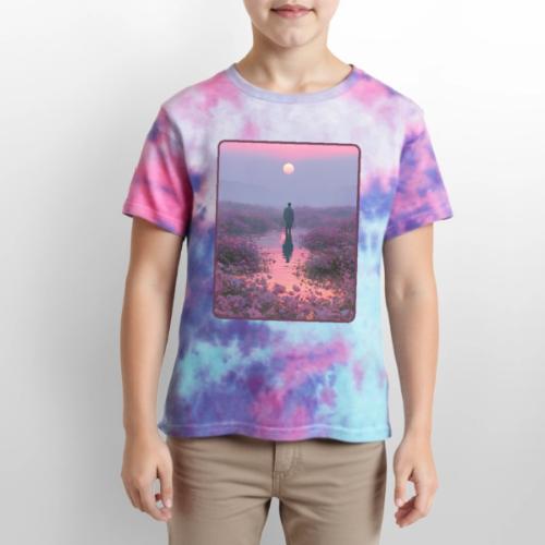 Ethereal Sunset Flower Field Art - Kid's Tie Dye T-Shirt