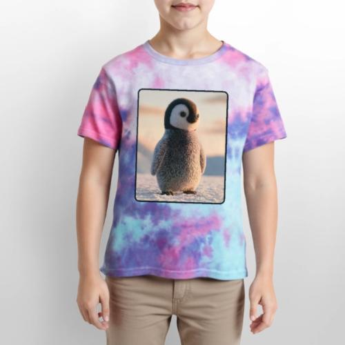 Cute Penguin Chick Sunrise Design - Kid's Tie Dye T-Shirt