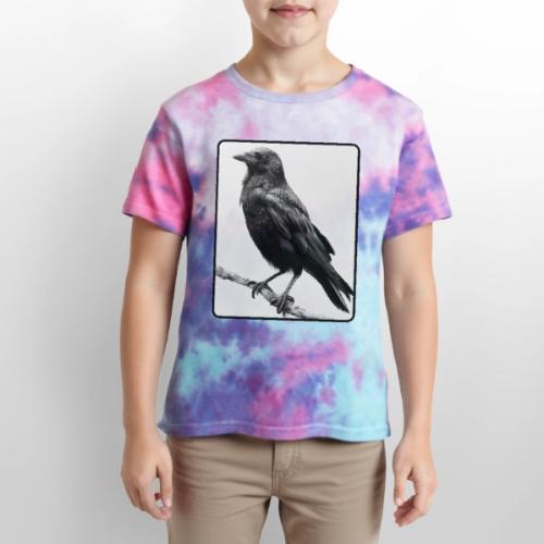 Raven Black and White Art Design - Kid's Tie Dye T-Shirt