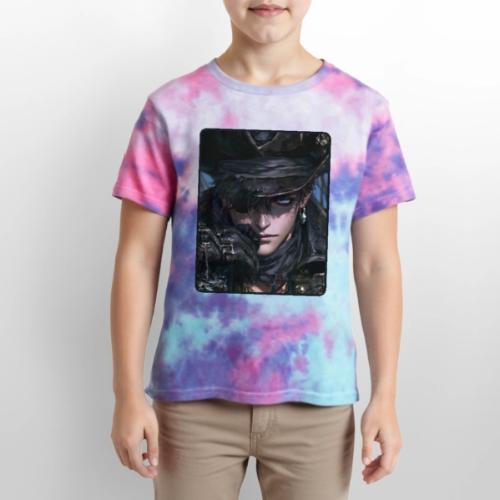 Dark Anime Pirate Warrior - Kid's Tie Dye T-Shirt