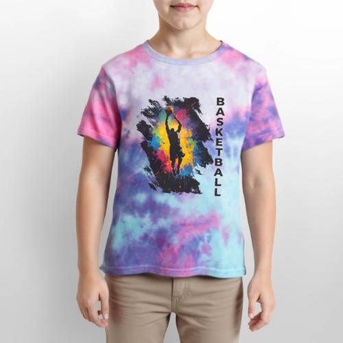 High Energy Basketball Paint Splatter Art - Kid's Tie Dye T-Shirt