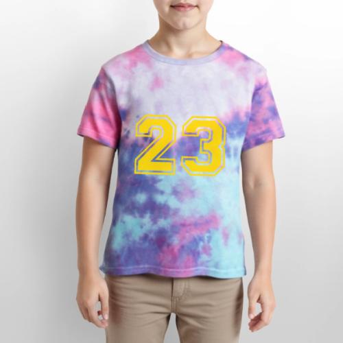 Number 23 in a classic athletic collegiate font - Kid's Tie Dye T-Shirt