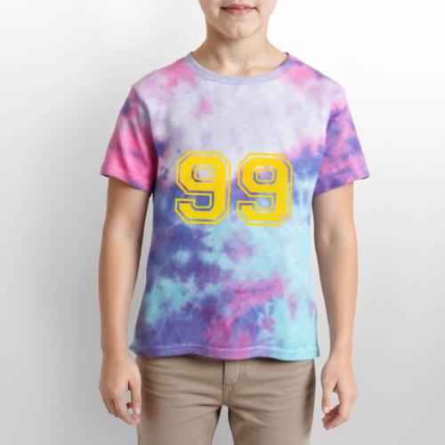 Number 99 in a classic athletic collegiate font - Kid's Tie Dye T-Shirt