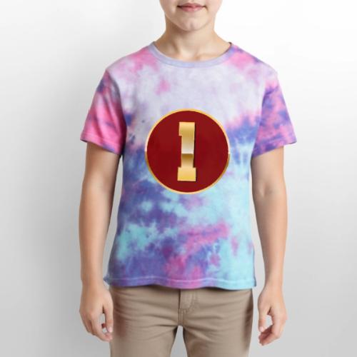 Number 1 in Gold Varsity Font - Kid's Tie Dye T-Shirt