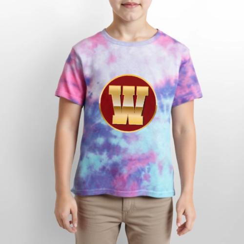 Letter W – Capital Varsity Alphabet Monogram - Kid's Tie Dye T-Shirt