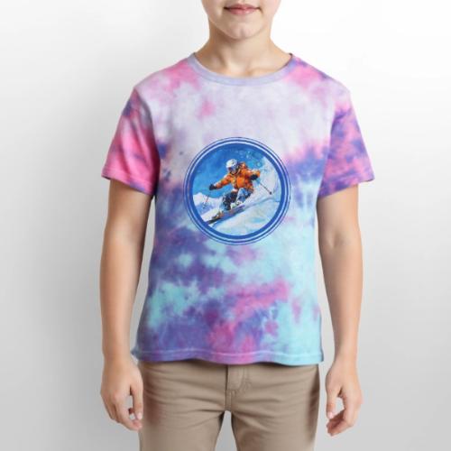 Skiing: On the Edge - Kid's Tie Dye T-Shirt