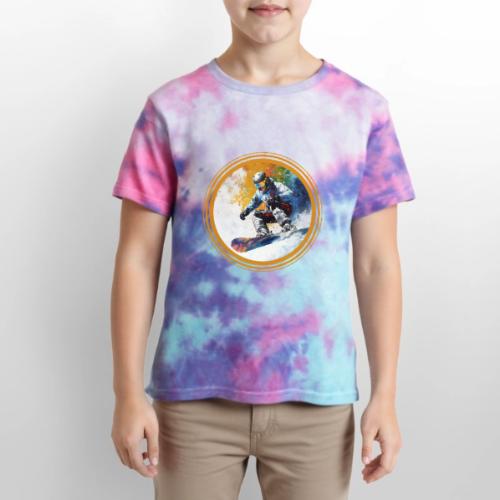 Snowboarding Dreams - Kid's Tie Dye T-Shirt
