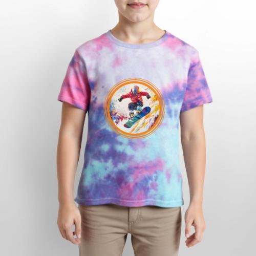 Snowboarding Horizon - Kid's Tie Dye T-Shirt