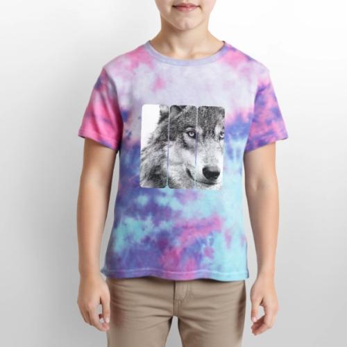 Wolf Face Triptych: Silent Alpha - Kid's Tie Dye T-Shirt