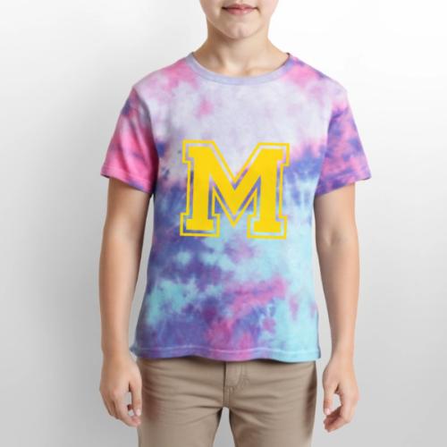 Letter M – Capital Athletic Alphabet Monogram - Kid's Tie Dye T-Shirt