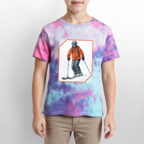 Skiing Thrill Ride - Kid's Tie Dye T-Shirt