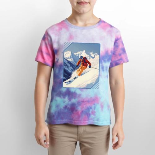Mountain Skiing Vibes - Kid's Tie Dye T-Shirt