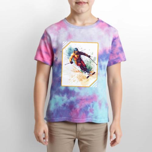 Winter Skiing Escape - Kid's Tie Dye T-Shirt