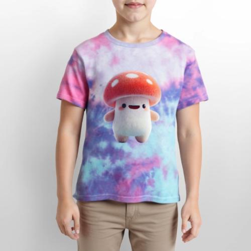 Mushroom: Red Forest Friend - Kid's Tie Dye T-Shirt