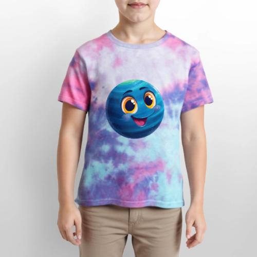 Smiling Blue Planet - Kid's Tie Dye T-Shirt