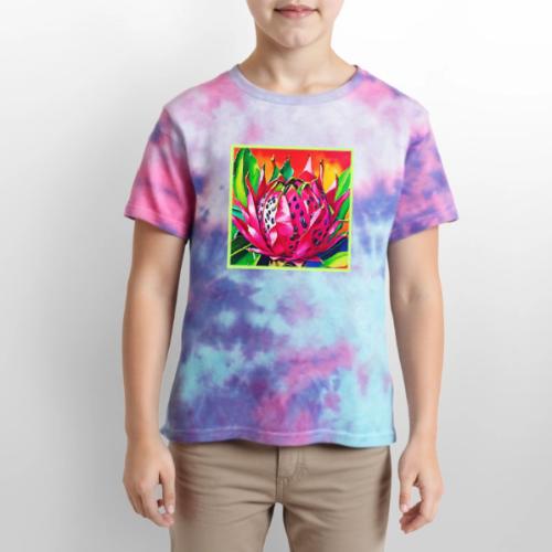 Exotic Dragon Fruit Bloom - Kid's Tie Dye T-Shirt
