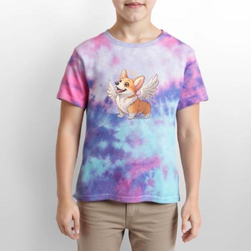 Angel Wings Corgi - Kid's Tie Dye T-Shirt